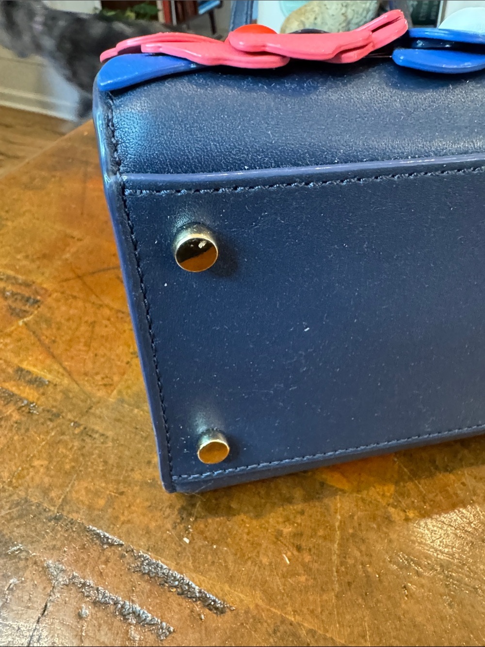 kate spade Madison Ave Collection Navy Tote w/Floral Appliqués - Picture 15 of 15